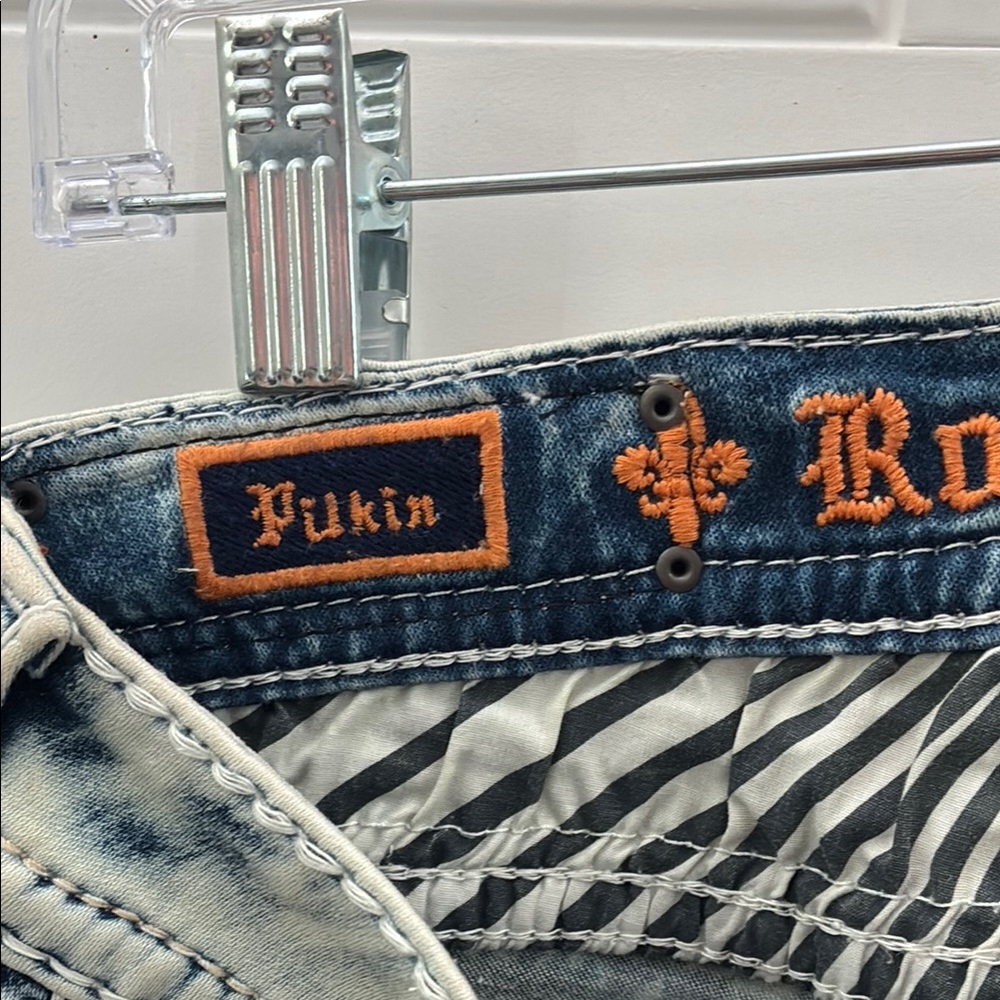 Women’s Rock Revival Acid Wash Blue Jeans cropped  size 30 - Picture 4 of 5